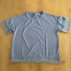 異素材切替 クルーネック 半袖Tシャツ ブルーのサムネイル