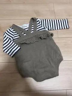 プチマイン　ストライプロンパース ※ボーダーシャツは付属しません※