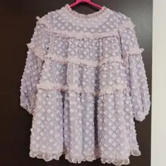 フェフェ　フリル付き立体お花モチーフワンピース 120