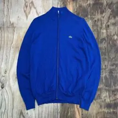 00s Lacoste ドライバーズ ニット ジャケット ジップ ロイヤルブルー