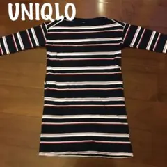 ユニクロ　　マルチボーダーボートネックワンピース　Sサイズ