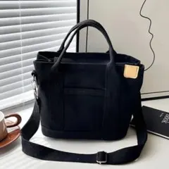 トートバッグ ミニトートバッグ ショルダー ハンドバッグ 黒 ブラック 帆布のサムネイル