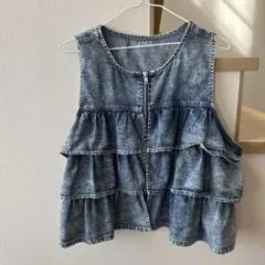 新品未使用　フリルデザイン デニムベスト Mサイズ