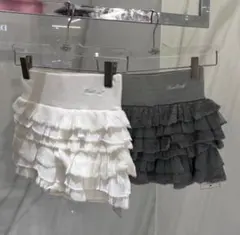treaturself frill mini knit skirt Whiteのサムネイル
