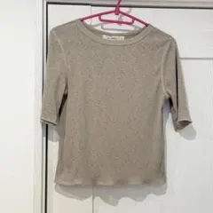 MOUSSY マウジー 5分袖 リブトップス フリーサイズ ベージュ 透け感有りのサムネイル