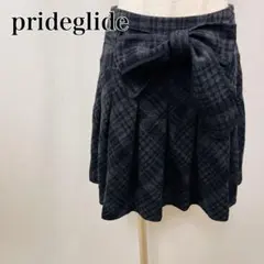 プライドグライド　リボン　チェック柄　総柄　ミニ　プリーツスカート【4692】