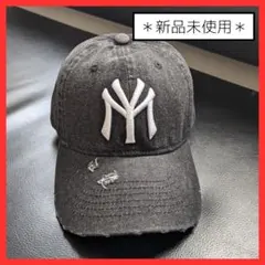 ☆キャップ　ビンテージ　デニム　刺繍　ロゴ　ベースボール　帽子　ストリート　黒