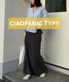チャオパニックティピー【-3kg見え】カラー杢Ｉライン切替デザインスカート