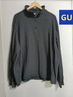 GU ジーユー ヘビーワッフルハーフジッププルオーバー XXL ダークグレーのサムネイル