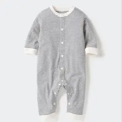 ユニクロ ベビー フライスカバーオール ボーダー 80