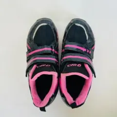asics アシックス スニーカー 21cm 黒ピンク マジックテープ キッズ