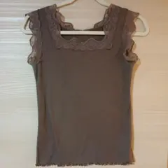 GRL グレイル　ブラウン レース タンクトップ L