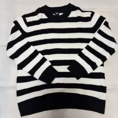 H&M 黒と白のストライプ長袖セーター