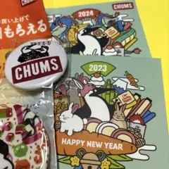 CHUMS ノベルティ セット レンゲ 豆皿 ステッカー 缶バッジ