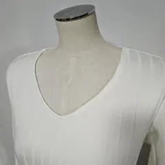 139.Vネック カットソー Tシャツ INGNI イング 縦織り 白