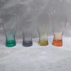 レトロ　グラス4色セット