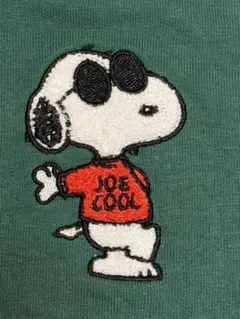 PEANUTS Joe Cool 刺繍 半袖Tシャツ グリーン