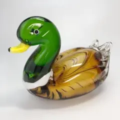 ハンドメイドガラス工芸　鴨