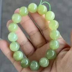 天然石　美品岫玉　軟玉/翡翠/和田玉パワーストーン　ブレスレット13mm