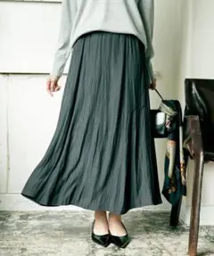 (L02145) アンタイトル ソフト裾フレアスカート　大きいサイズ　48