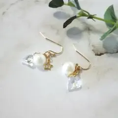 ハートとお星さまとパールの乙女なピアス　＃786