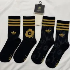 マリメッコadidas ソックス 4足セット ブラック/ゴールド