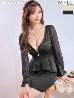 デイジーストア キャバクラ ドレス ペプラム タイト シアー レース ビジュー