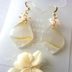 アイリスアゲート×ブランデーシトリンetc. 空仰げば虹色ピアス