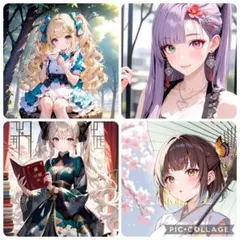 自作人物ステッカ4枚セット！シール コラージュ素材
