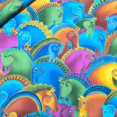 108✕48 馬柄　USAコットン Embracing Horses 綿生地