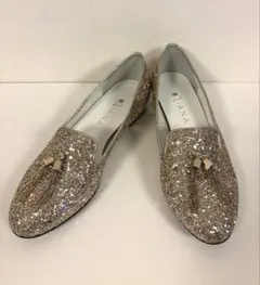 DIANA ダイアナ フラットシューズ ラメ グリッター ゴールド　23