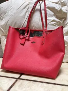 COACH トートバッグ レッド 花柄