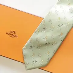 未使用級 エルメス HERMES ネクタイ シルク ヒツジ ニワトリ 鶏 H柄