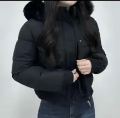 ダウンジャケット ファーフード付き ブラック 裏起毛