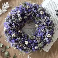 紫スターチスのドライフラワーリース　ナチュラルリース　母の日