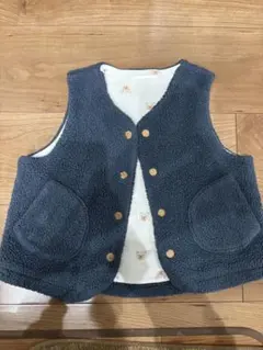 ネイビー ボア ベビーベスト 100 ユニクロ