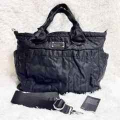 美品】manu ショルダーバッグ 2WAY キルティング ブラック - メルカリ