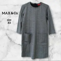 美品✨【MAX＆Co.】グレー 丸襟 7分袖 チュニックワンピ 後ろファスナー付