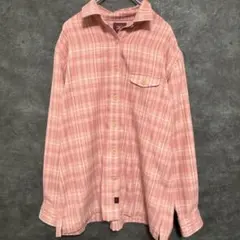 MIZUNO ネルシャツ 長袖 チェック柄 ピンク アウトドア 快適 Lサイズ