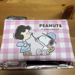 PEANUTS スヌーピー ポーチ ピンクチェック(箱なし)