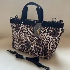 新品タグ付きCORDURAトートバッグ豹柄ショルダーベルト付き2way