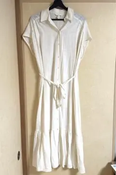 H&M ホワイト シャツワンピース 半袖 ロング