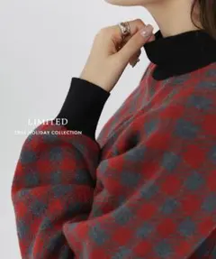 【 TINA：JOJUN 】ティーナジョジュン チェック柄 ハイネックニット