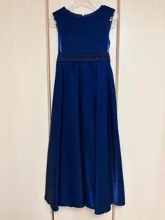 【美品】130cm ネイビー 高級ドレス 上品な光沢 子供用 ピアノ発表会