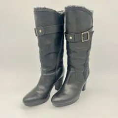 ing イング 本革 ムートン ブーツ ベルト 黒 23cm EE 日本製 防寒