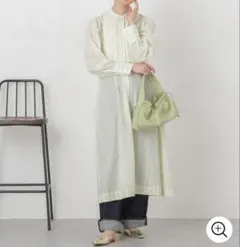 マルチストライプシャツドレス　イエローストライプ