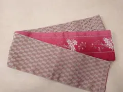 着物　半幅帯　化繊　リバーシブル　矢絣模様