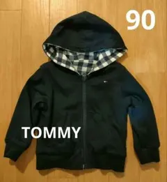 トミーヒルフィガー　パーカー　リバーシブル　チェック　刺繍　黒