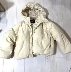 ZARA フード付きダウンジャケット クリーム色