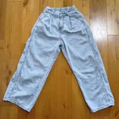 GU GIRLS М ライトデニムサイドラインパンツ 150 デニムパンツ